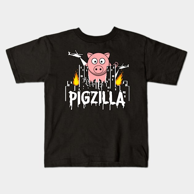 Pigzilla Of Ultimate Destruction Kids T-Shirt by Just Another Shirt